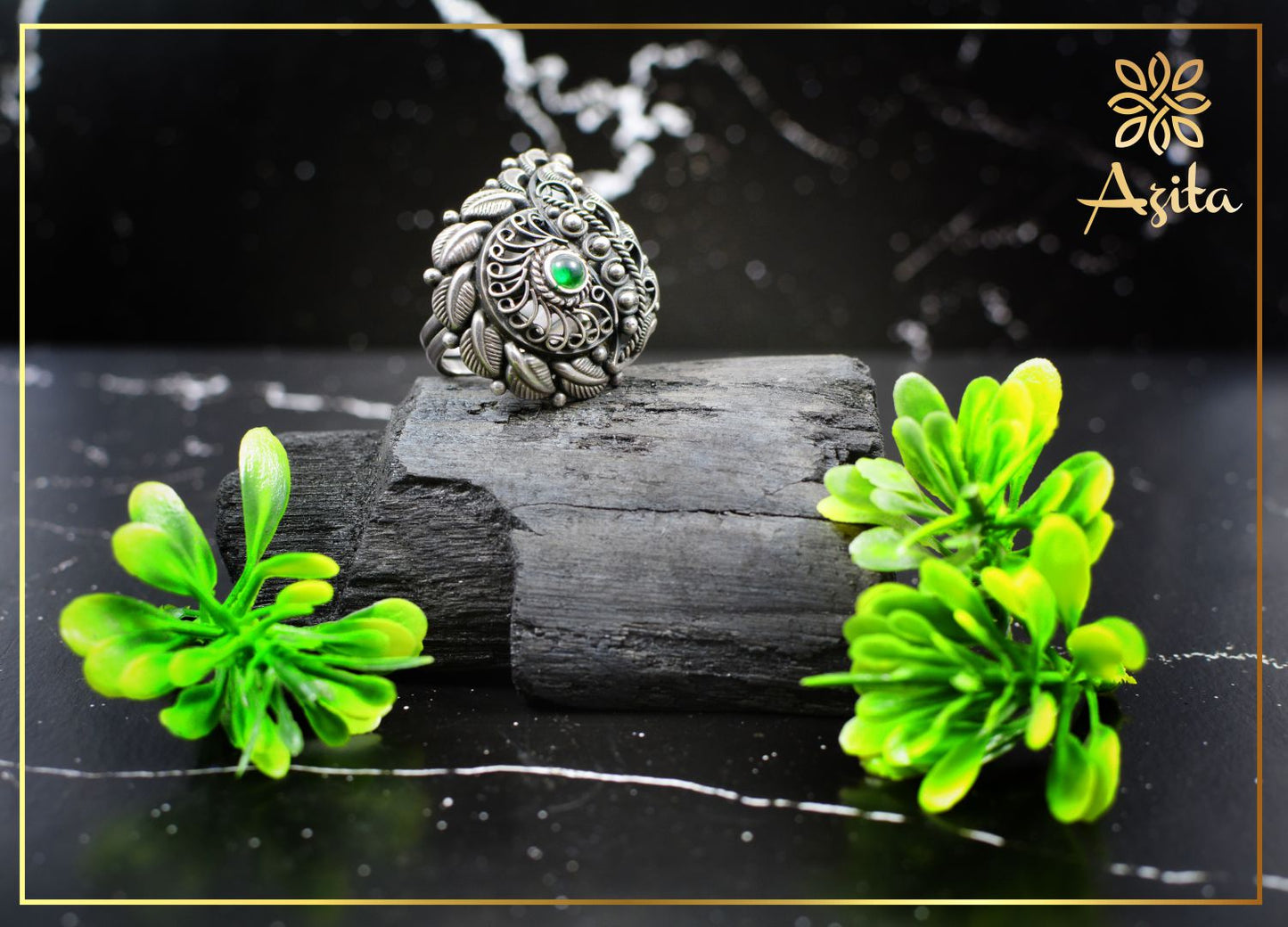 Azita 925 Sterling Silver Unique Peacock ring for women with Certificate of Authenticity and 925 Hallmarked.