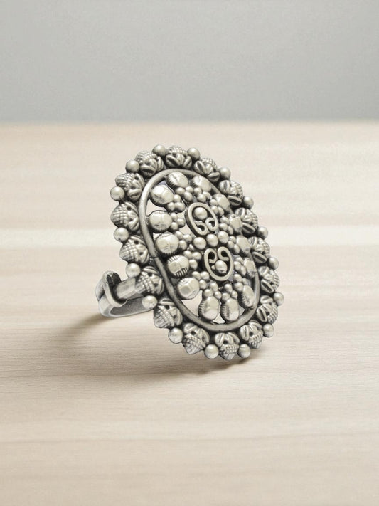Azita 925 Sterling Silver Oxidised Cocktail Ring for Women and Girls | Cylindrical Shape Ring | With Certificate of Authenticity and 925 Stamp.