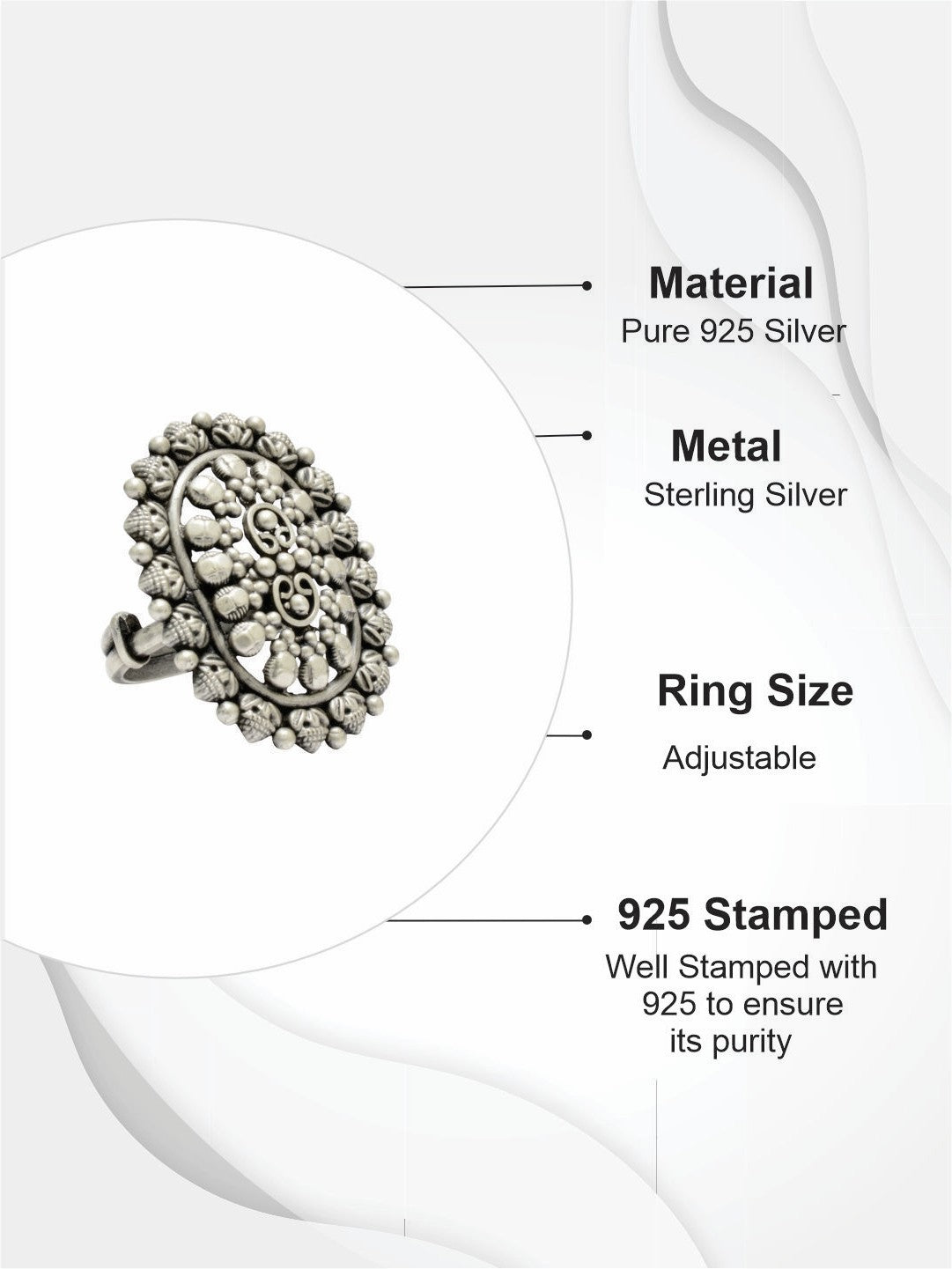 Azita 925 Sterling Silver Oxidised Cocktail Ring for Women and Girls | Cylindrical Shape Ring | With Certificate of Authenticity and 925 Stamp.