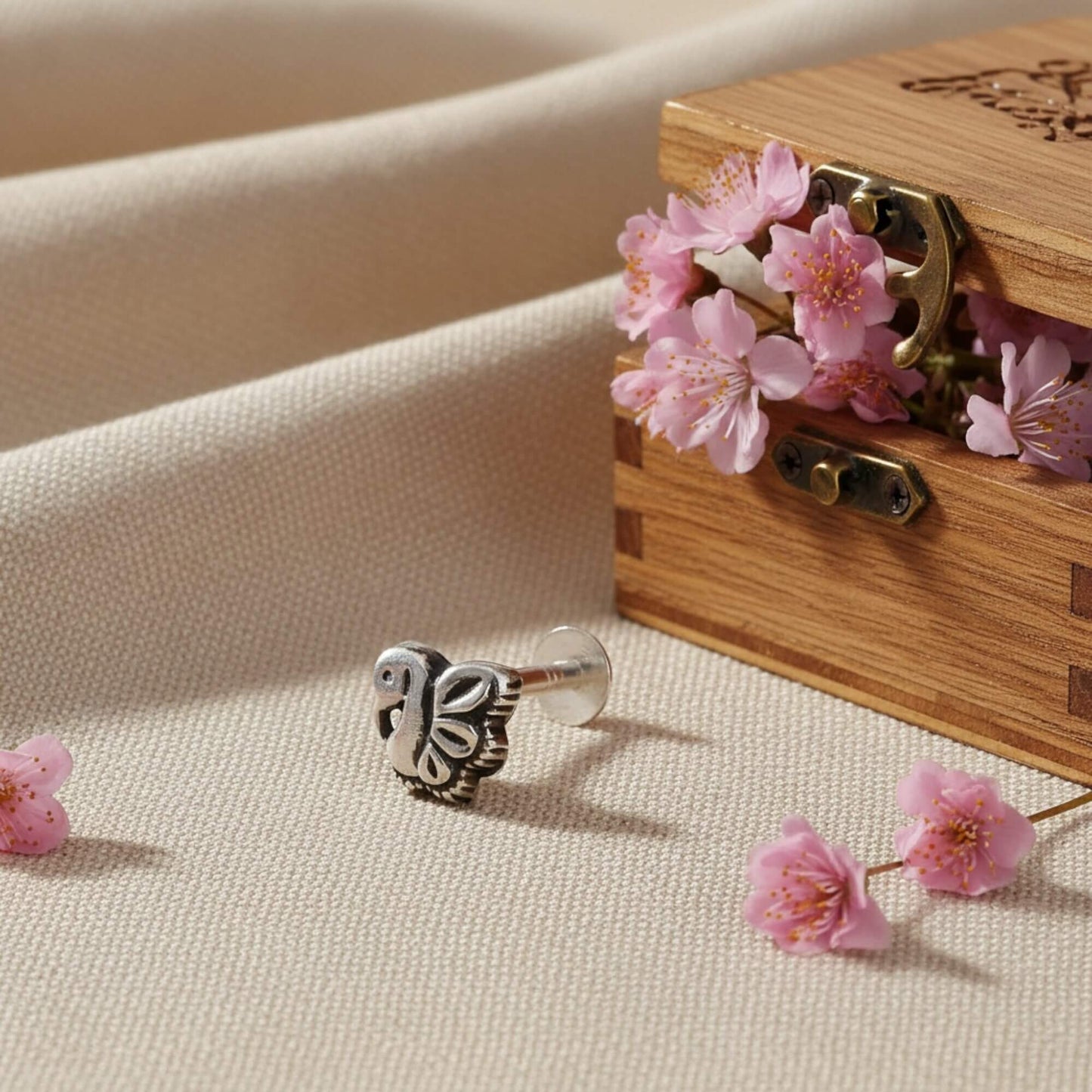 Azita 925 Sterling Silver Nose Pin for Women and Girls with Certificate of Authenticity and 925 Stamp. (Bohemian 44)