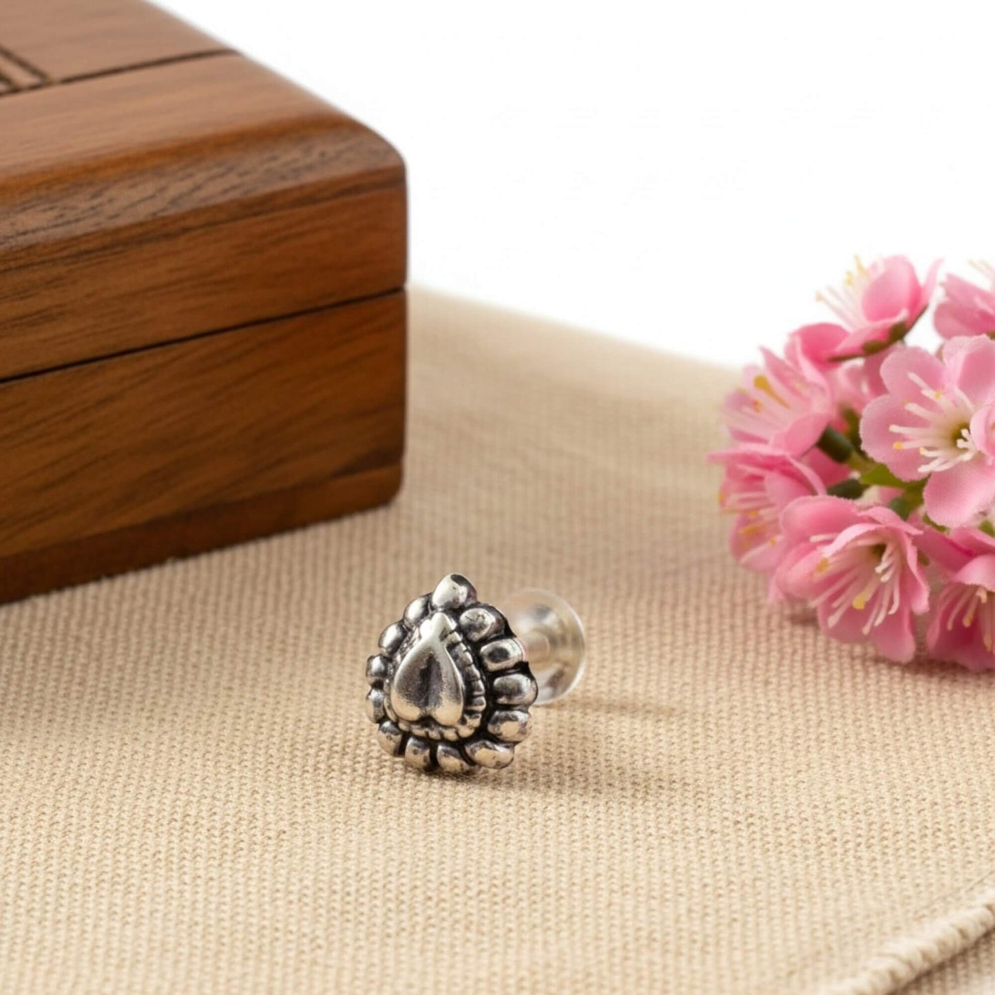 Azita 925 Sterling Silver Nose Pin for Women and Girls with Certificate of Authenticity and 925 Stamp. (Bohemian 49)