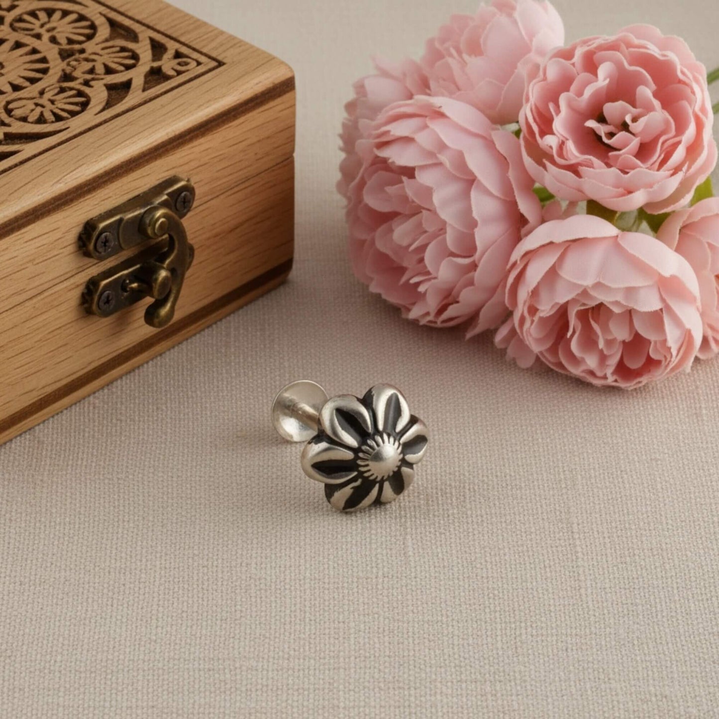 Azita 925 Sterling Silver Nose Pin for Women and Girls with Certificate of Authenticity and 925 Stamp. (Bohemian 56)