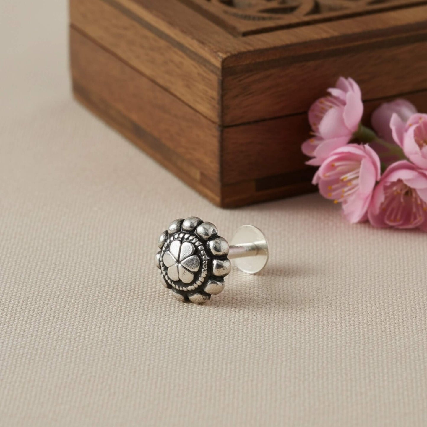 Azita 925 Sterling Silver Nose Pin for Women and Girls with Certificate of Authenticity and 925 Stamp. (Bohemian 57)