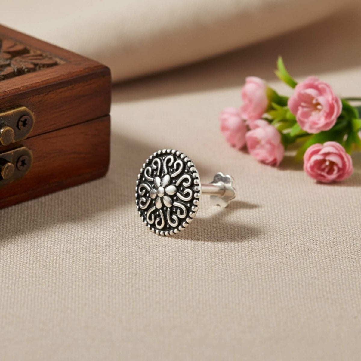 Azita 925 Sterling Silver Nose Pin for Women and Girls with Certificate of Authenticity and 925 Stamp |Style 92|