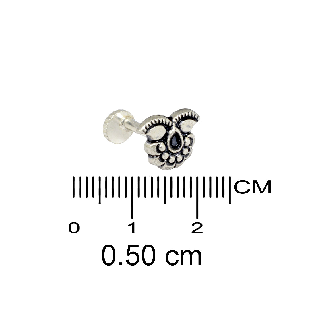 Azita 925 Sterling Silver Women Nose Pin with Certificate of Authenticity and Hallmark. (Bohemian 19)