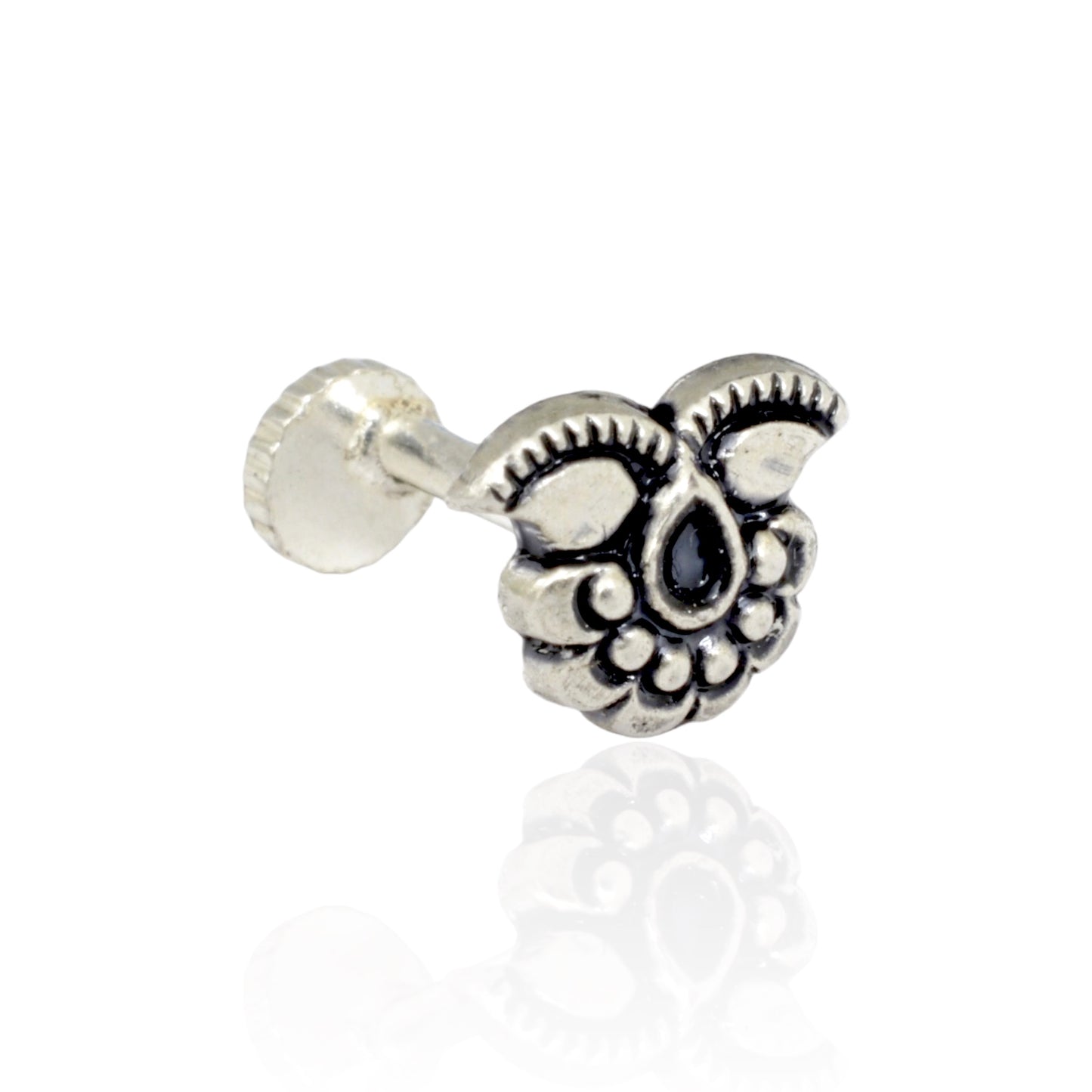 Azita 925 Sterling Silver Women Nose Pin with Certificate of Authenticity and Hallmark. (Bohemian 19)