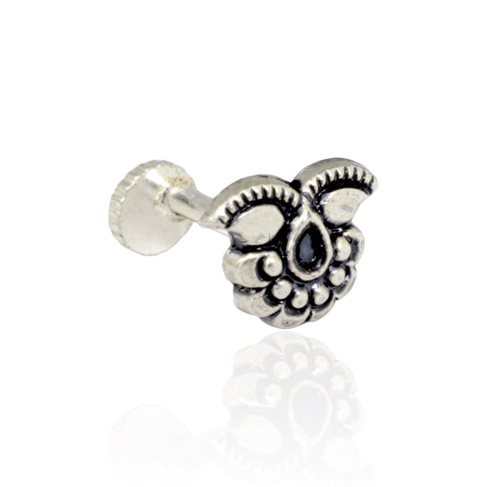 Azita 925 Sterling Silver Women Nose Pin with Certificate of Authenticity and Hallmark. (Bohemian 19)