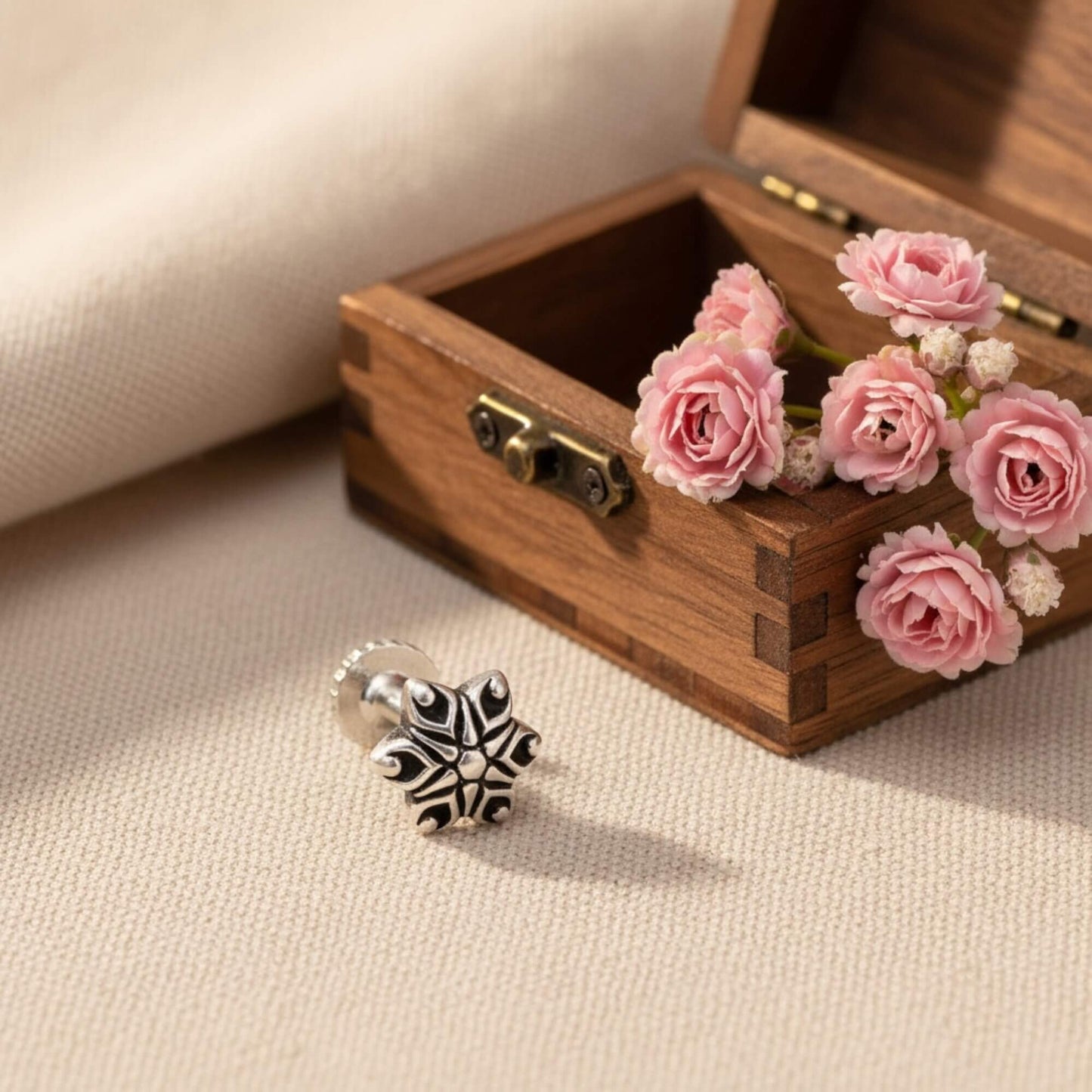 Azita 925 Sterling Silver Women Nose Pin with Certificate of Authenticity and Hallmark. (Bohemian 27)