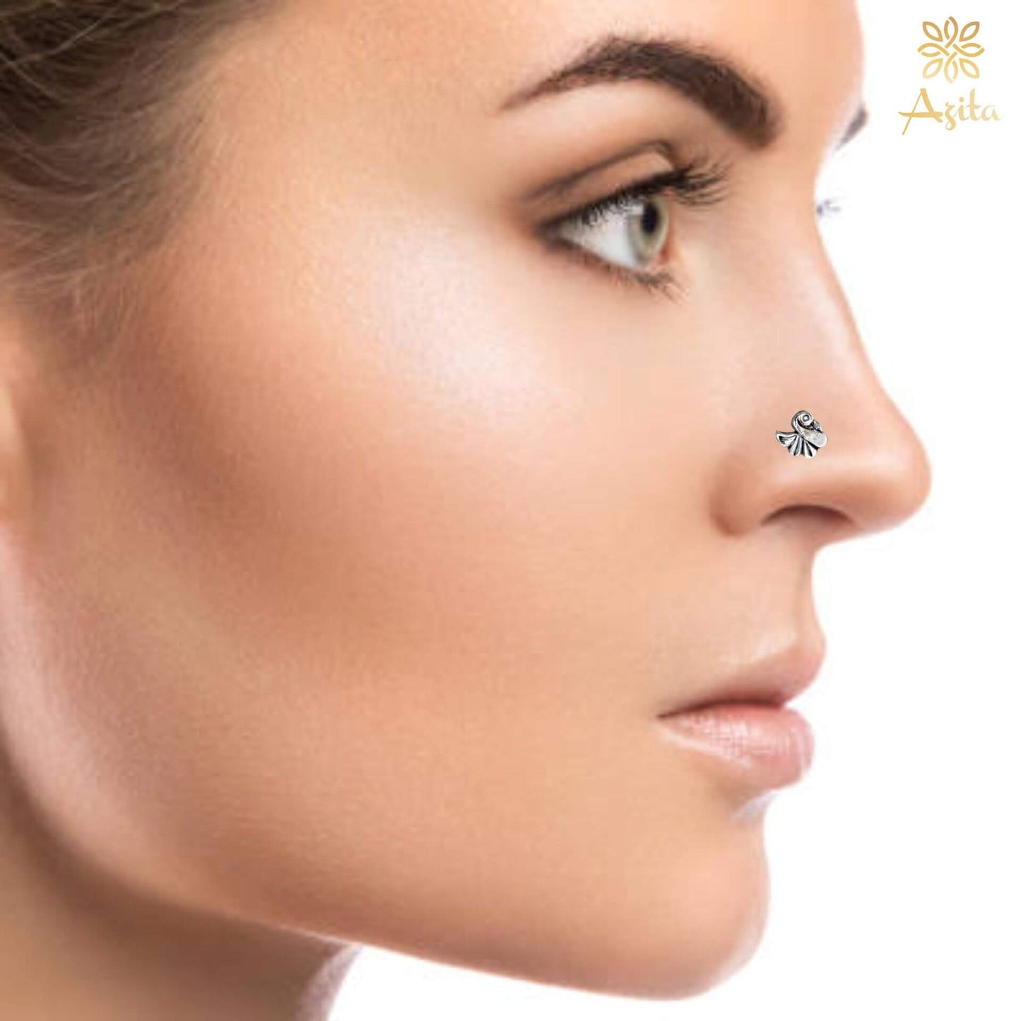 Azita 925 Sterling Silver Women Nose Pin with Certificate of Authenticity and Hallmark. (Bohemian 30)